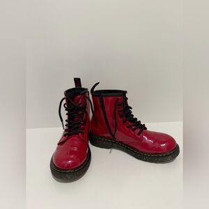 Doc Martens Dr. Martens youth Size 3 patent side zip red combat boots like new